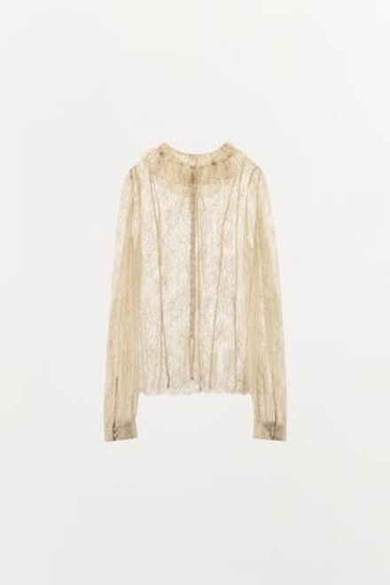 ZARA КРУЖЕВНАЯ РУБАШКА НА ПУГОВИЦАХ — ZW COLLECTION LIMITED EDITION, ЭКРЮ