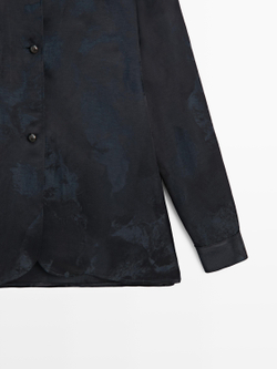 Massimo Dutti Жаккардовая рубашка из струящейся ткани, темно-синий