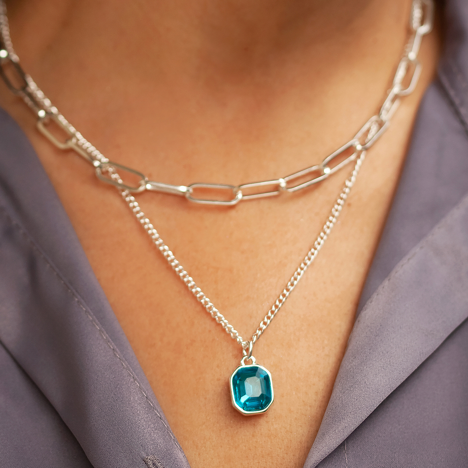 Колье Fiore Luna Aquamarine LN6103 S