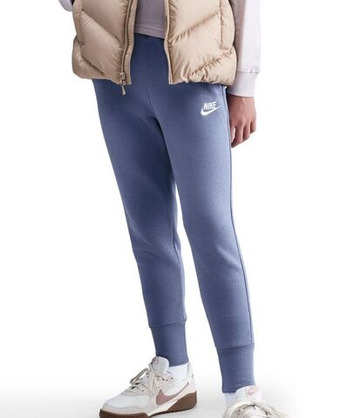 Брюки для девочки теннисные Nike Kids Sportswear Club Fleece High-Waisted Fitted - world indigo/world indigo/white