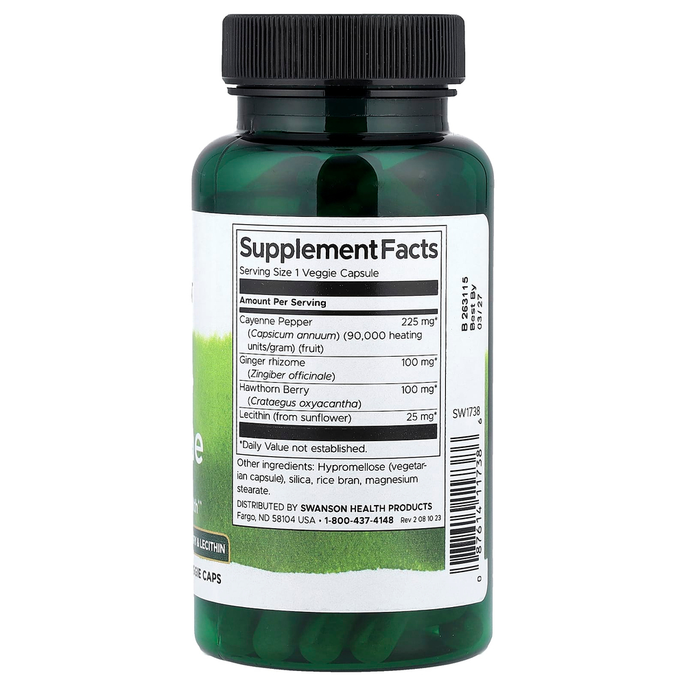 Swanson, кайенский перец, 100 растительных капсул
