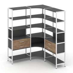 Shelf System Трехсекционный угловой стеллаж пятиярусный с ящиками SN.STMU-531 Антрацит/Дуб Табак/Мет