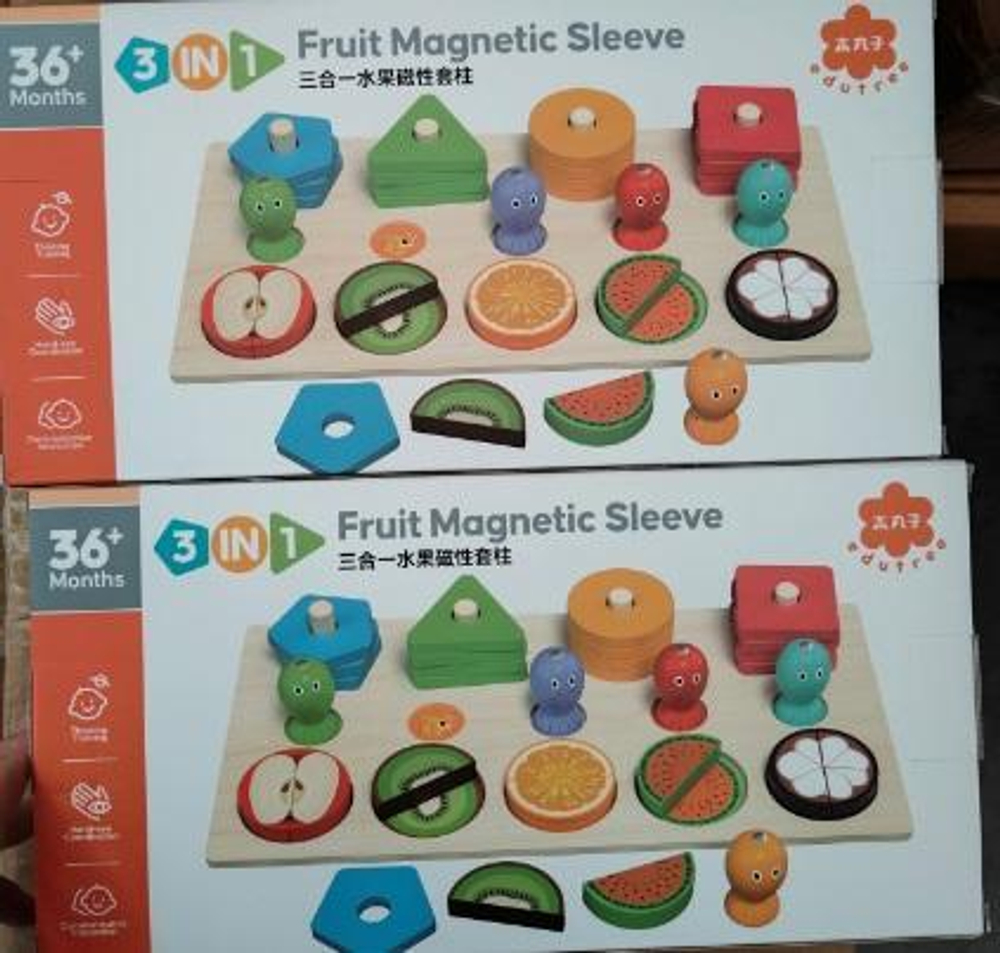 Развивающая игрушка 3 в 1 деревянная (2 вида сортер, рыбалка), коробка C-41639