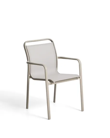 Уличный стул Luri из алюминия цвета таупе и бежевого текстиля