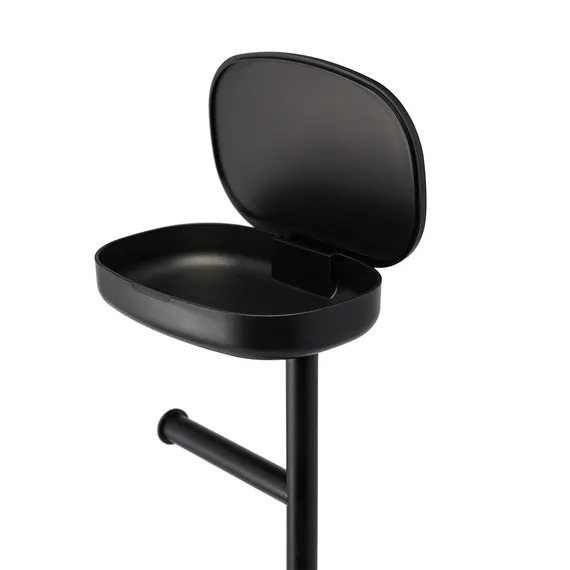 Держатель для туалетной бумаги с полочкой slim, черный