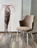 Стул М-City DISAUR Герман (Herman) поворотный на 360 градусов, Латте 25, Велюр, Белый каркас