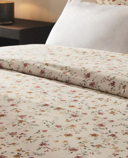 ZARA HOME ПОДОДЕЯЛЬНИК С ЦВЕТОЧНЫМ УЗОРОМ (200 НИТЕЙ), ЖЕЛТОВАТО-БЕЛЫЙ