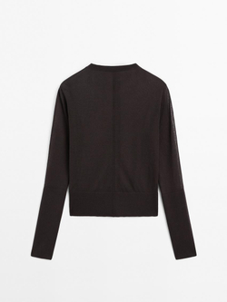 Massimo Dutti Кардиган из тонкой хлопчатобумажной смеси, шоколадно-коричневый