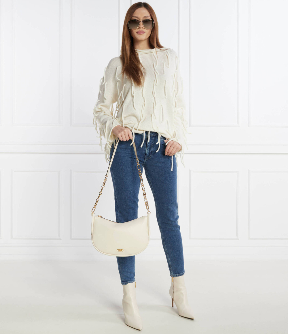 Кожаная сумка через плечо Michael Kors - кремовый(30H3G8NM3L)