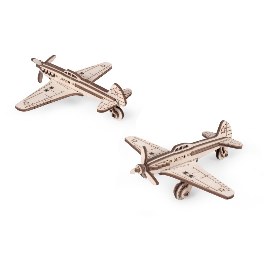 Самолёт ЯК-9 Lemmo - Деревянный конструктор, сборная модель, 3D пазл