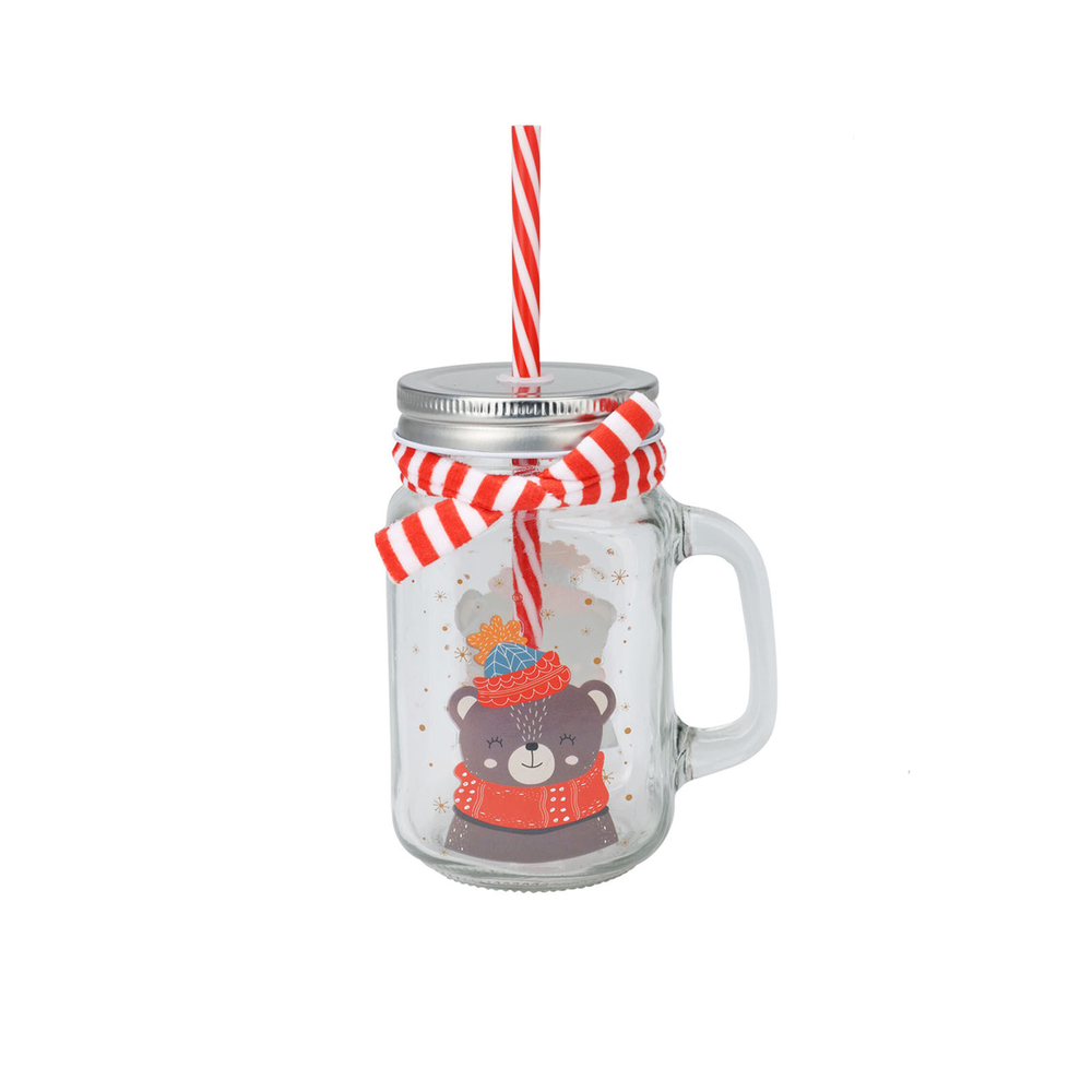 Новогодняя кружка с трубочкой 450 мл в ассортименте