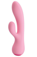 Нежно-розовый вибратор Zachary с клиторальным стимулятором - 17,8 см. (Цвет: нежно-розовый)