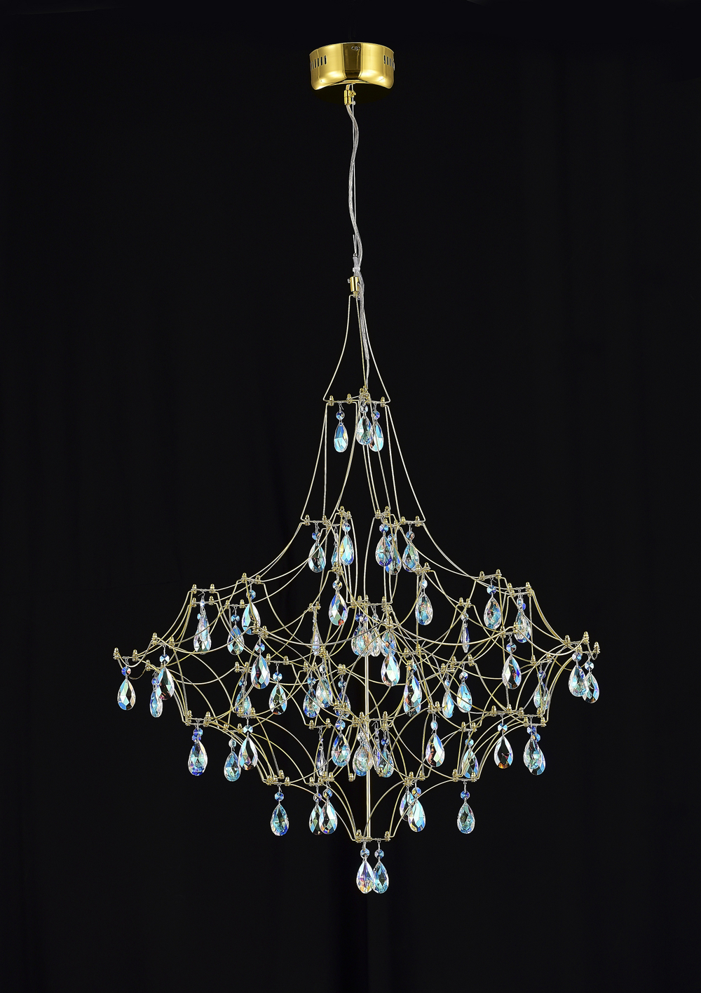 Подвесная люстра светодиодная с пультом и хрустальными подвесками K9 MyFar Allegria MR2642-66P-50СD