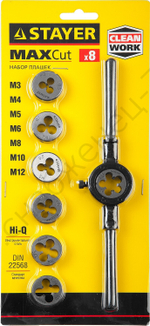 STAYER MaxCut 8 предметов, инструментальная сталь, Набор плашек (28015-H8)