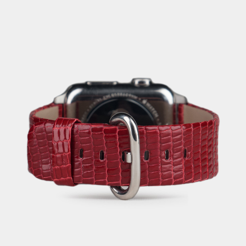 Ремешок для Apple Watch 40/41/42 mm из кожи ящерицы, красного цвета