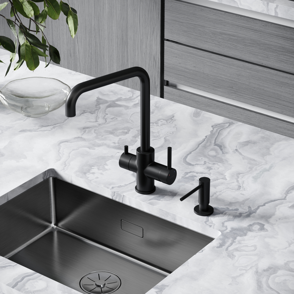 Смеситель для кухни Sancos Vela с краном для фильтра, черный матовый, SC4013MB