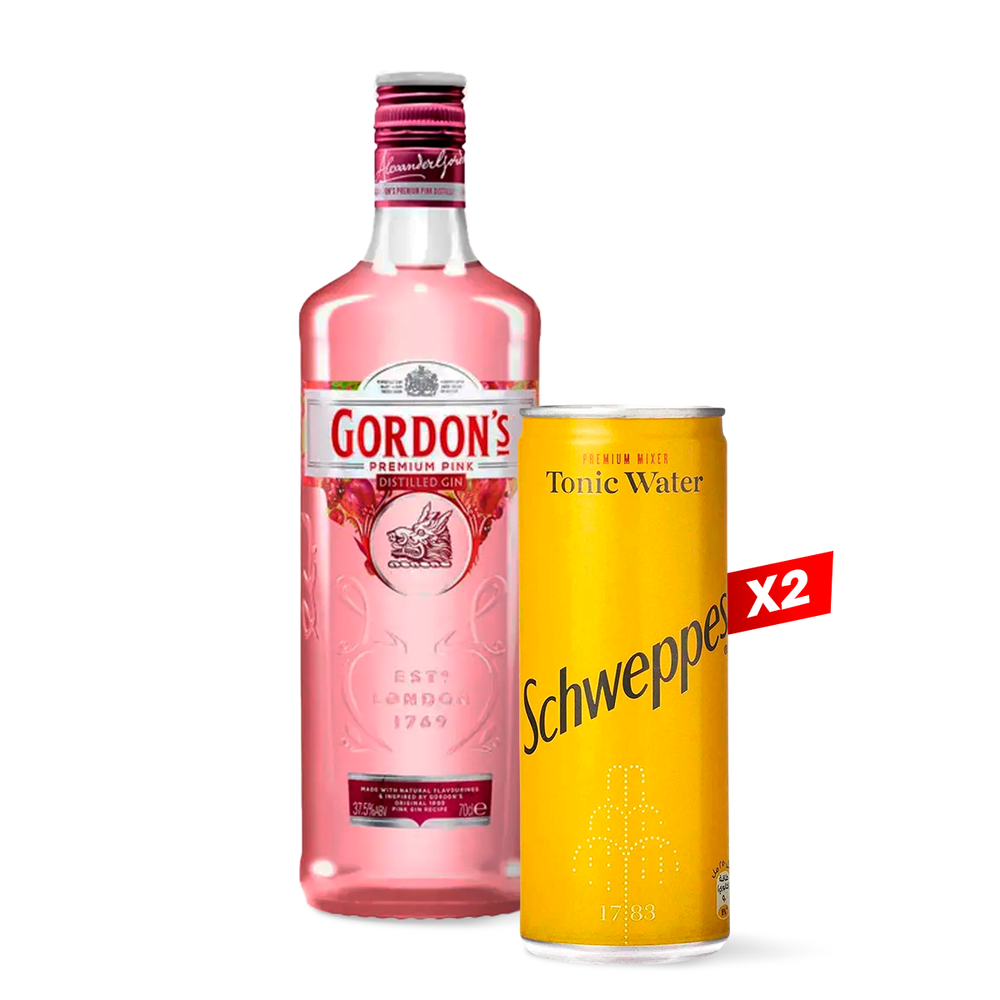 Gordon’s London Dry Pink 1 л. + 2 Schweppes Original 0.45