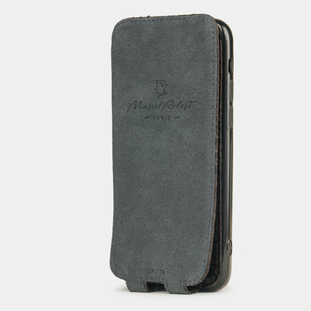 Чехол для iPhone 11 Pro из натуральной кожи питона, темно-коричневого цвета