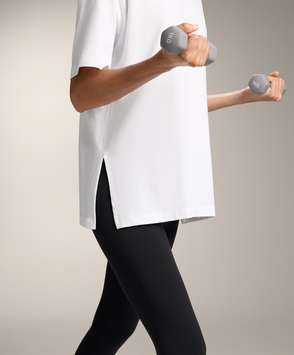 Oysho Футболка из смесового хлопка, белый