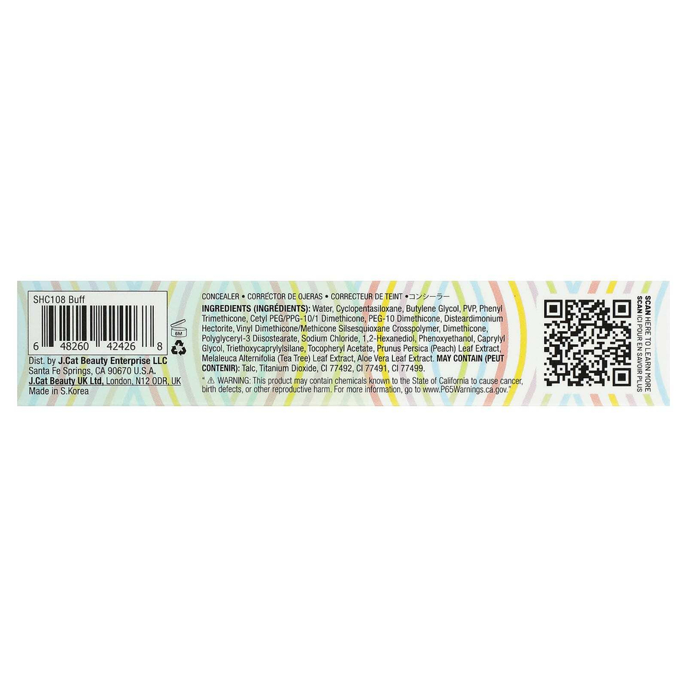 J.Cat Beauty, Staysurance, Water-Sealed Zero-Smudge Concealer, бафф SHC108, 4,8 мл (0,16 жидк. унц.)