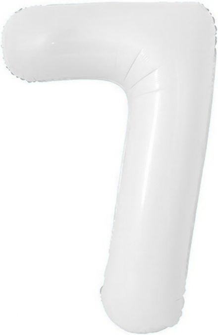 Шар с клапаном (16''/41 см) Мини-цифра, 7, Белый, 1 шт.