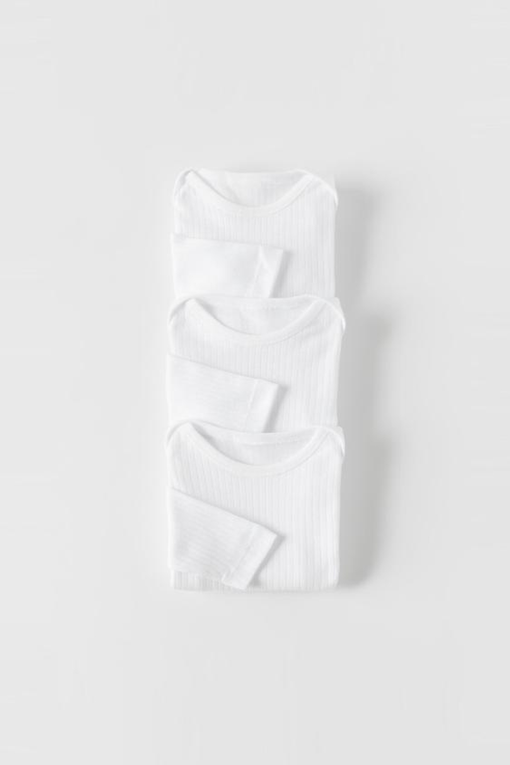 ZARA НАБОР ИЗ 3 БАЗОВЫХ БОДИ С КРУГЛЫМ ВЫРЕЗОМ, БЕЛЫЙ