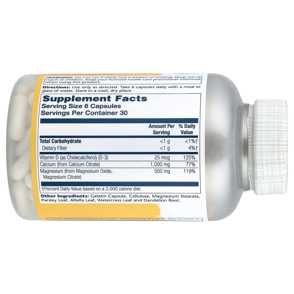 Solaray, цитрат кальция и магния с витамином D, в соотношении 2:1, 180 капсул