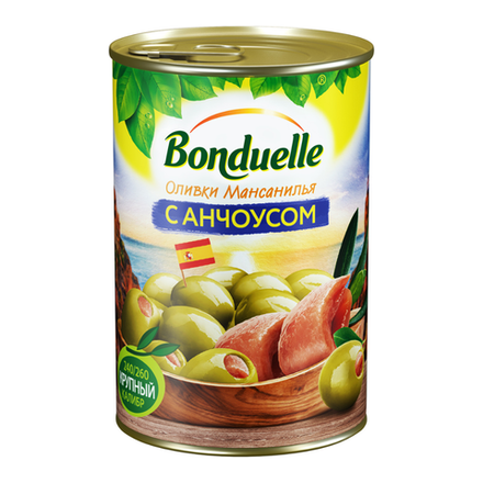 Оливки Bonduelle с анчоусом 300 гр