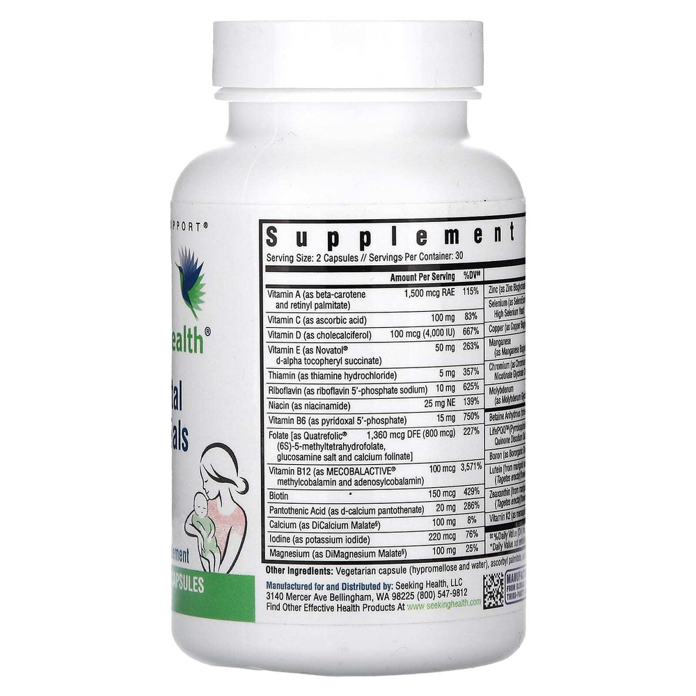 Seeking Health, Prenatal Essentials, пренатальный комплекс, 60 капсул