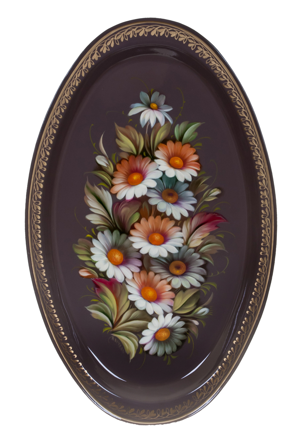 Жостовский поднос декоративный, размер 41х25 см (A17), металлический