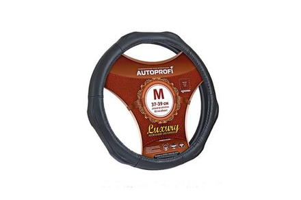 Оплетка руля Autoprofi LUXURY AP-1020 BK (XL) черная натуральная кожа 6 "бугорков"