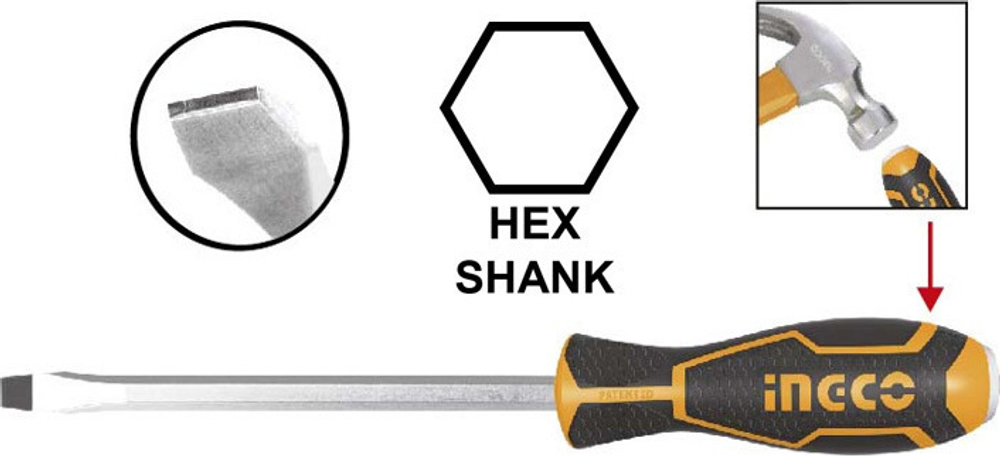 Отвертка шлицевая ударная SL6.5 x 150