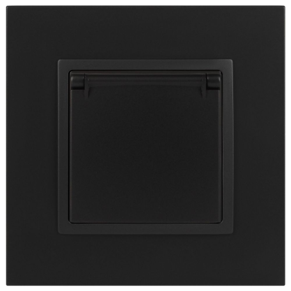 14-2103-05 ЭРА Розетка 2P+E Schuko со шторками с крышкой, 16A-250В, IP20, Эра Elegance, антрацит | Elegance Антрацит