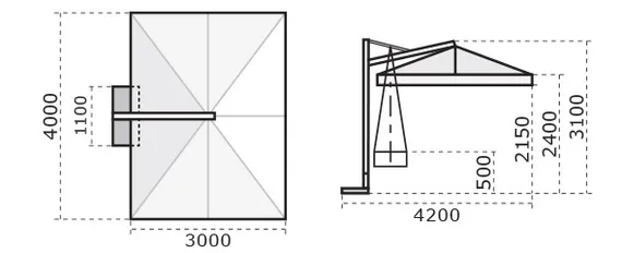 Зонт профессиональный Galileo Wood 300х400 см, слоновая кость