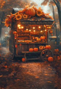 Тележка с тыквами HELLOWEEN - N2  - фон неопреновый