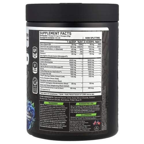 ABE, Non-Stim Pump Pre Workout, голубая малина, 500 г (17,63 унции)