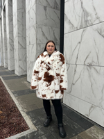 Шуба утепленная эко-мех Коричневая Корова