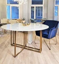 Стол Marble Cross Round, Ø150 см, белый керамогранит