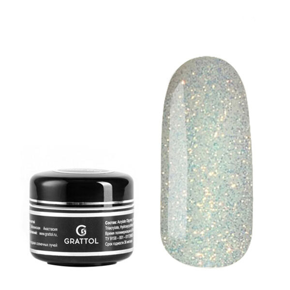 Grattol Gel Opal 01- Гель прозрачный с шиммером, 15мл