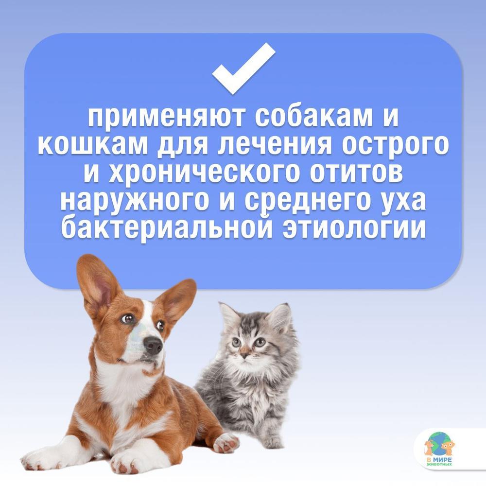 Капли ушные Цитодерм антибактериальные, для кошек и собак, 10 мл. Левофлоксацин.