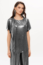 23425 Блузка женская (серебристо-черный)