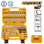 Набор головок 1/4" 46 предметов с трещоткой в кейсе INGCO SUPER HKTS14462 INDUSTRIAL
