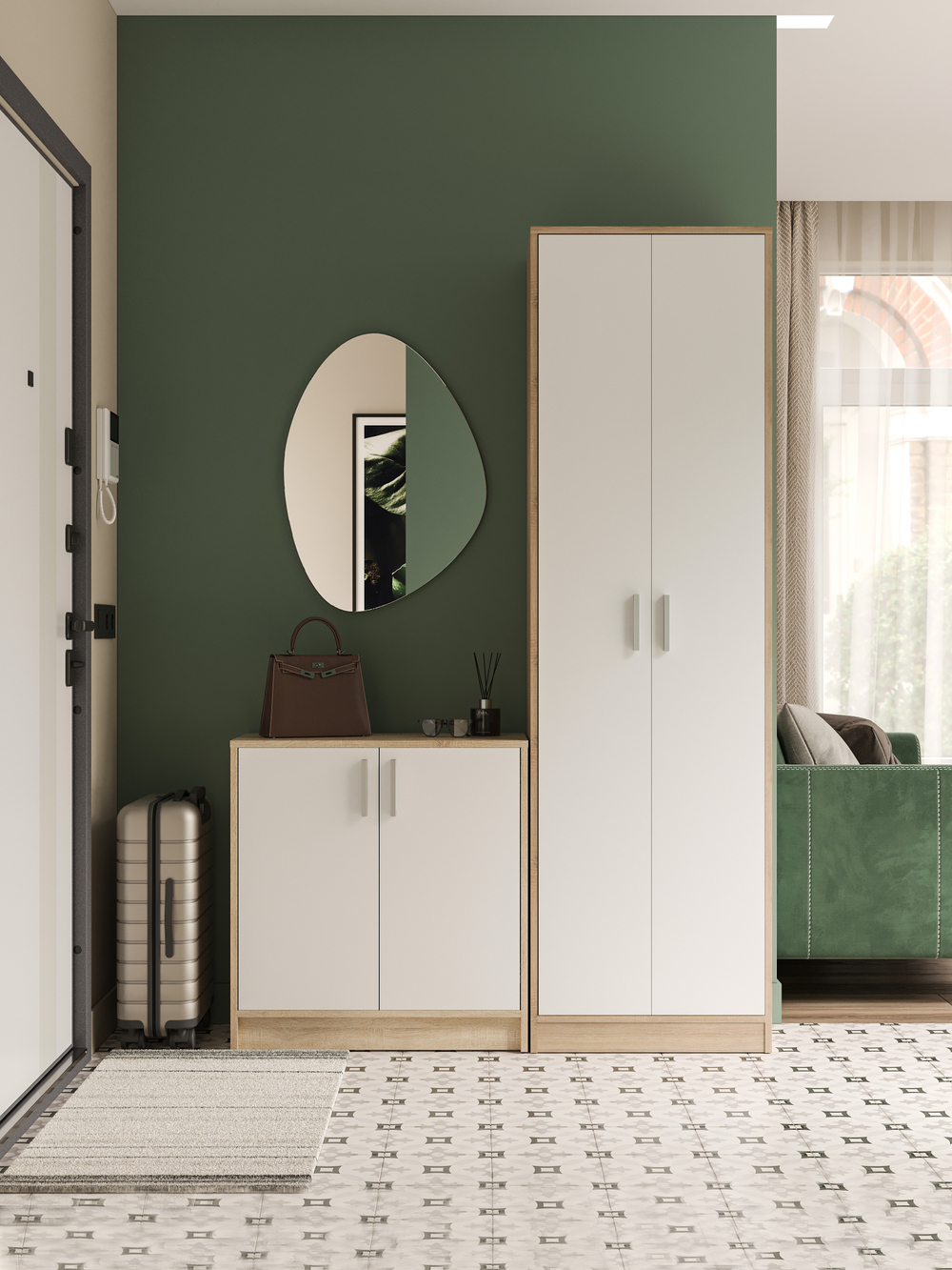 Комод DIWO Коломна 60 распашной напольный, обувница 60x72,5x33,5 см, белый, дуб сонома