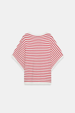 ZARA ТОП С ШИРОКИМИ РУКАВАМИ, КРАСНАЯ ПОЛОСА