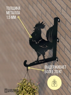 Кронштейны для кашпо Курица и Петух-2 шт черные