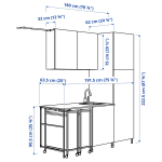 Комбинация для ванной - IKEA ENHET, 199х63.5х222.5 см, белый/светло-зеленый, ЭНХЕТ ИКЕА