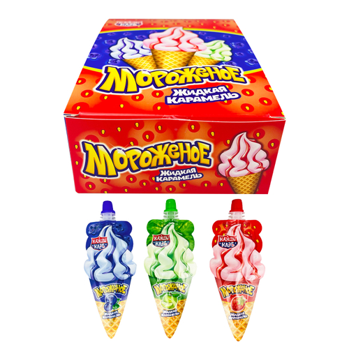 Жидкая карамель "Мороженое" ассорти 12*24шт 20г