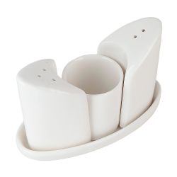 Набор для специй солонка/ перечница/ подставка для зубочисток " " 13*4,5*9,5см. (фарфор)