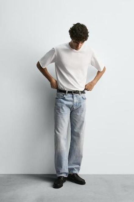 ZARA ДЖИНСЫ STRAIGHT FIT, СИНИЙ