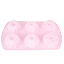 Форма силиконовая для выпечки 6 ячеек "Цветочный микс" 7*7*3,5см/ 27*17*3,5см.(4вида)